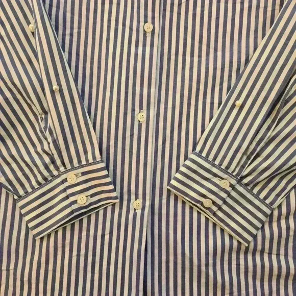 Bershka Button Down Pearl Embroidered Striped Shirt Womens Blue White Size XS - Picture 5 of 10